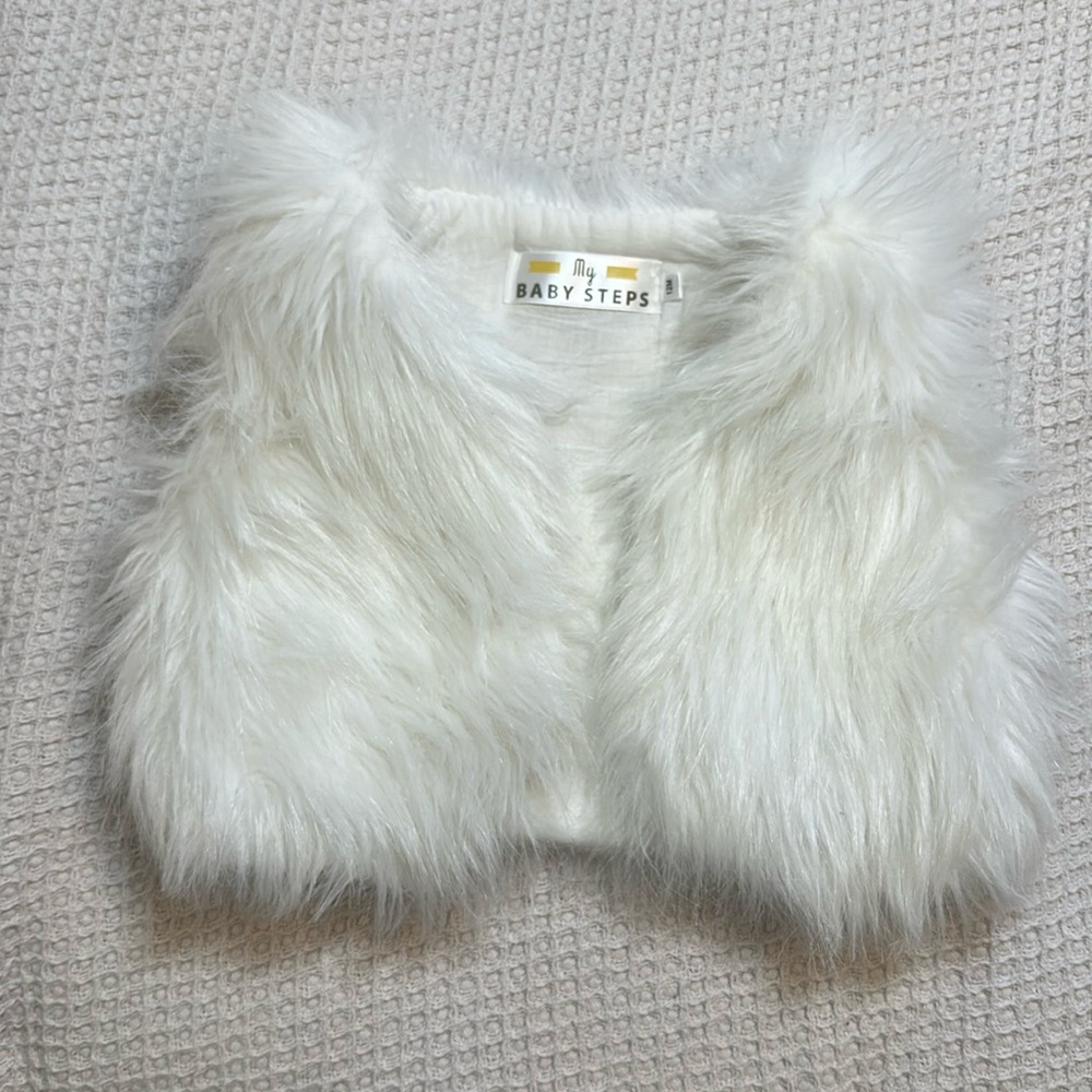Baby Steps White Faux Fur Vest